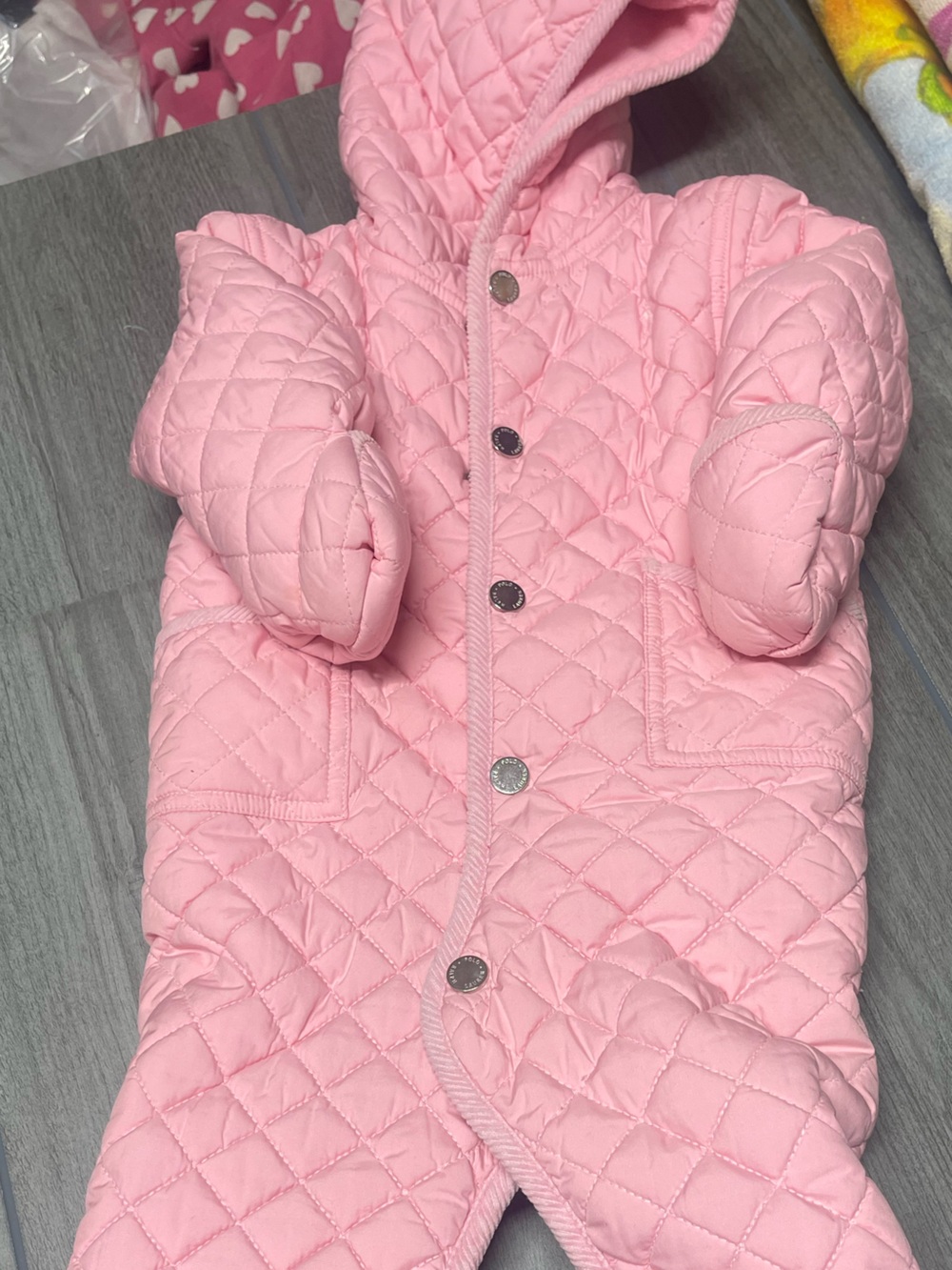 Ralph Lauren Quilted Hooded Snowsuit in Pink